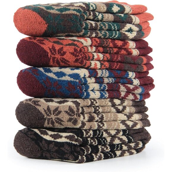 BenSorts Women 5 Packs Vintage B Winter Thick Socks Thick Warm Boots Socks - Picture 2 of 8